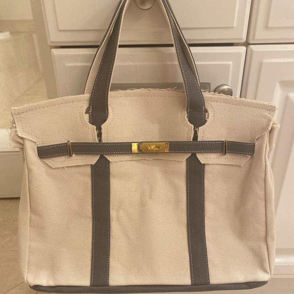 Elegant Cream and Gray Women's Tote Bag